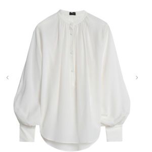 JOSEPH Silk Crepe Collarless Boho Poet Blouse